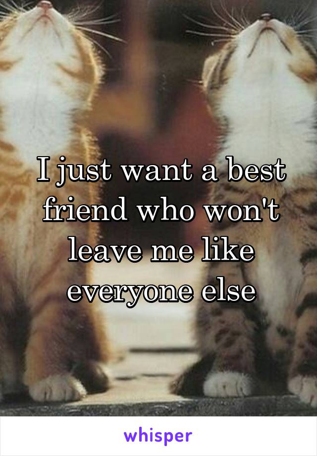 I just want a best friend who won't leave me like everyone else