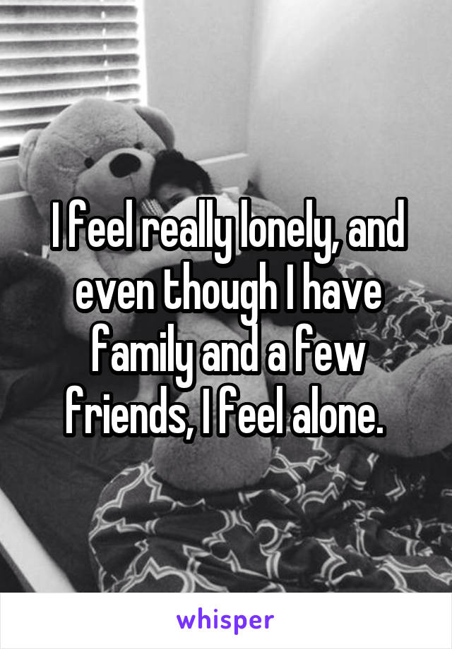 I feel really lonely, and even though I have family and a few friends, I feel alone. 