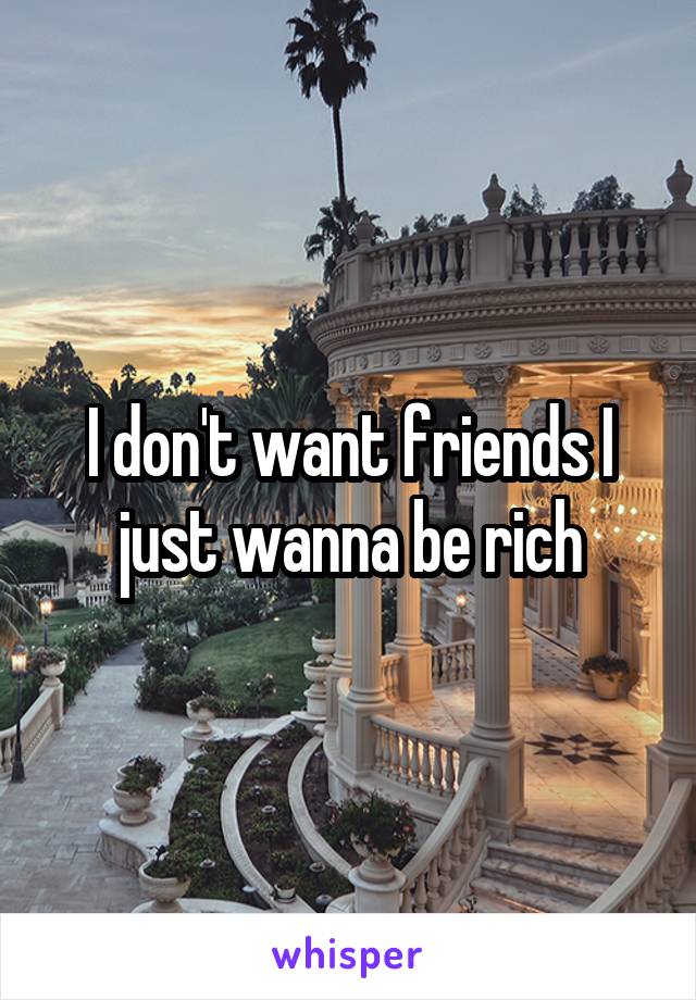 I don't want friends I just wanna be rich