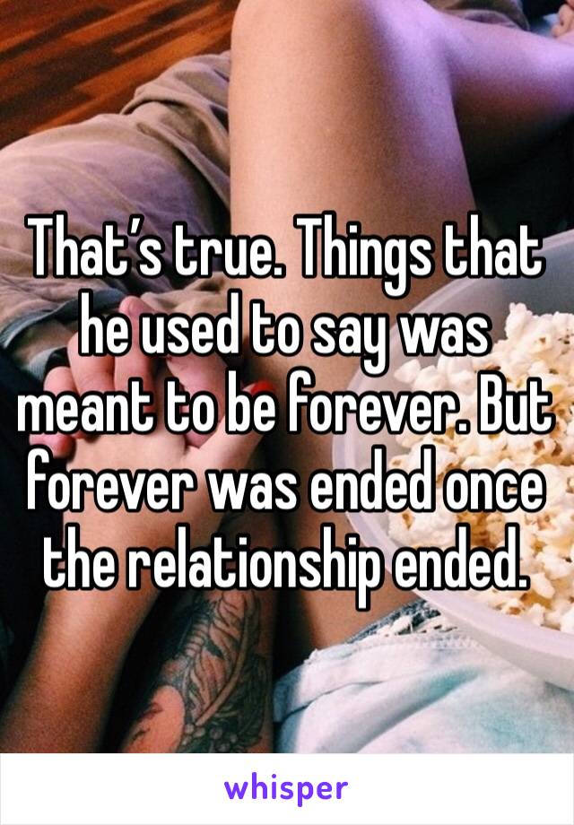 That’s true. Things that he used to say was meant to be forever. But forever was ended once the relationship ended.