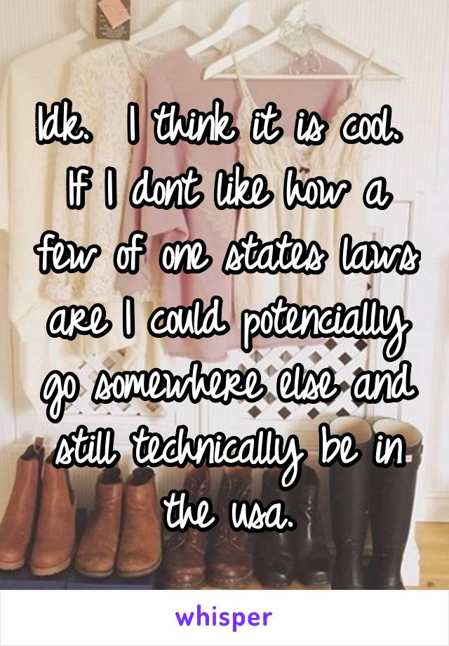 Idk.  I think it is cool.  If I dont like how a few of one states laws are I could potencially go somewhere else and still technically be in the usa.