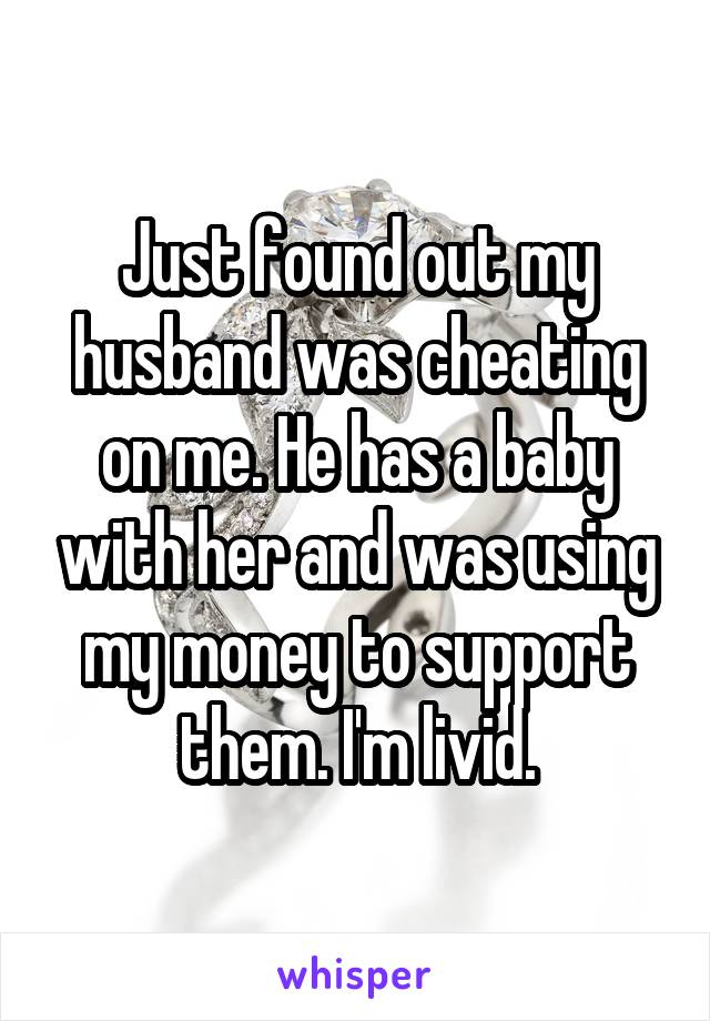 Just found out my husband was cheating on me. He has a baby with her and was using my money to support them. I'm livid.
