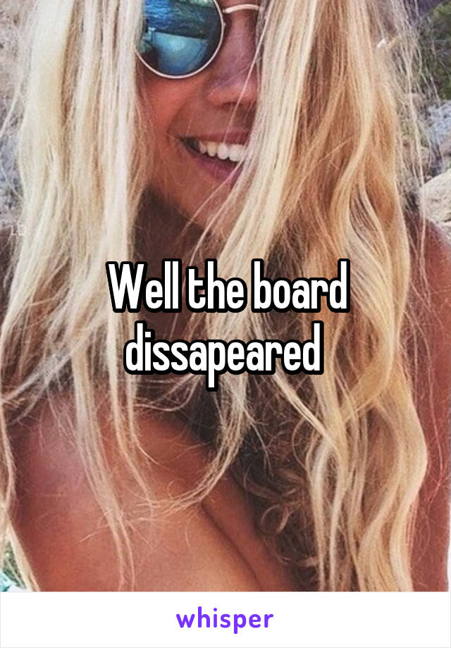 Well the board dissapeared 