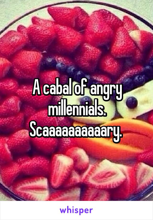 A cabal of angry millennials. Scaaaaaaaaaary. 