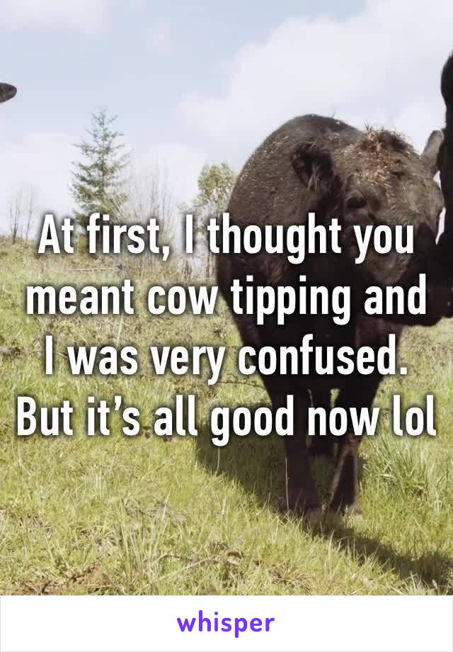 At first, I thought you meant cow tipping and I was very confused. 
But it’s all good now lol