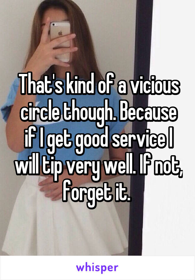 That's kind of a vicious circle though. Because if I get good service I will tip very well. If not, forget it. 