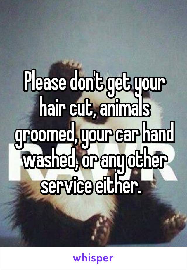 Please don't get your hair cut, animals groomed, your car hand washed, or any other service either.  