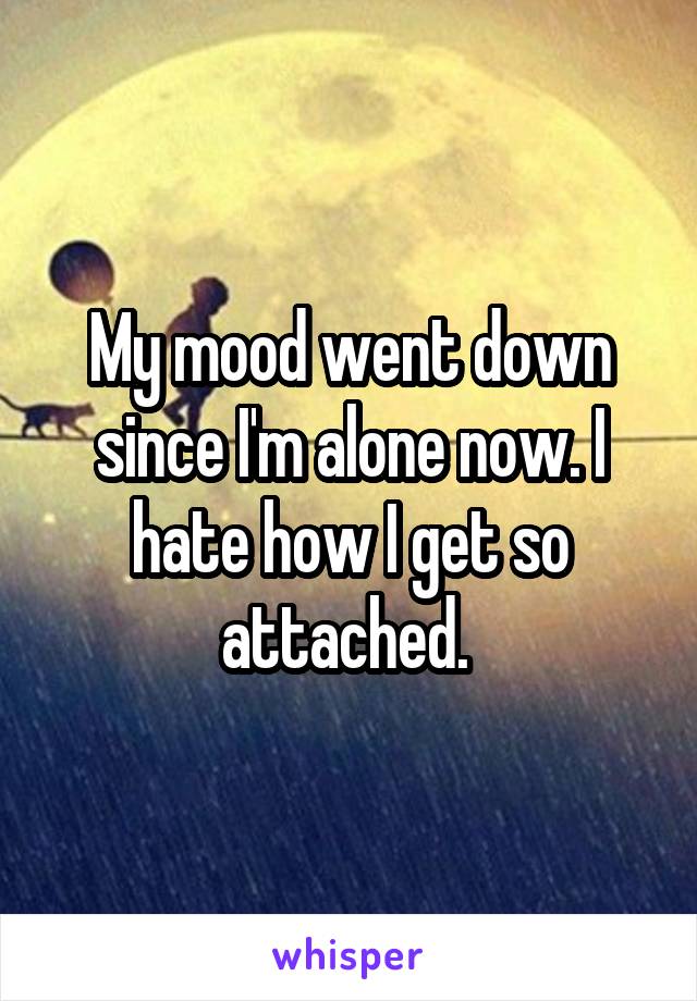 My mood went down since I'm alone now. I hate how I get so attached. 