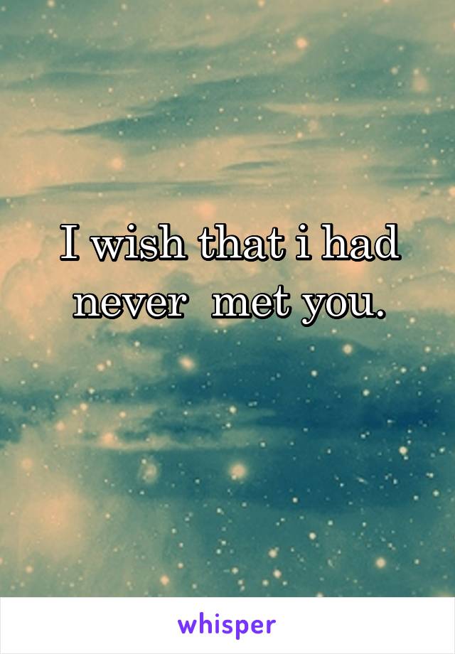 I wish that i had never  met you.

