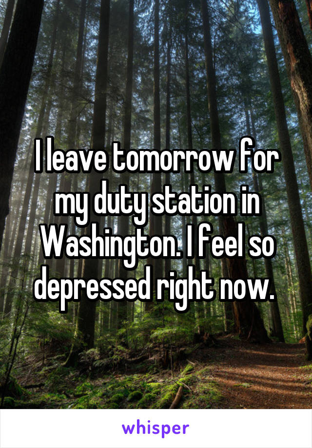 I leave tomorrow for my duty station in Washington. I feel so depressed right now. 