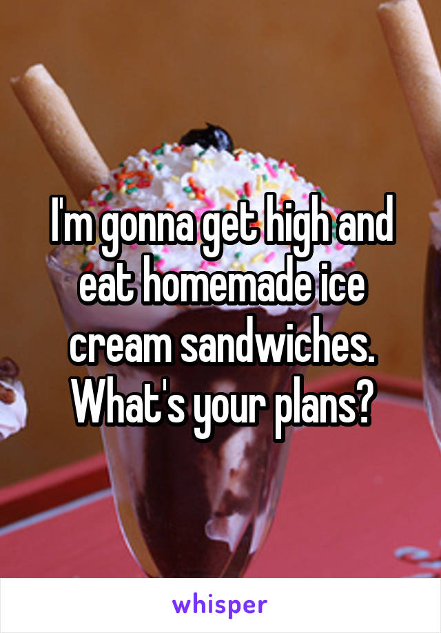 I'm gonna get high and eat homemade ice cream sandwiches. What's your plans?