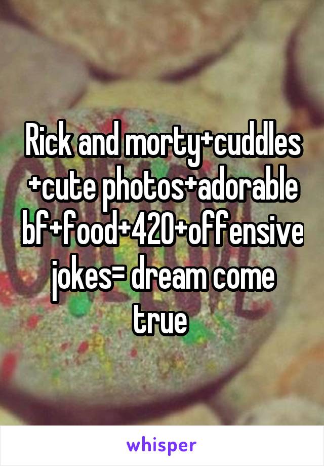 Rick and morty+cuddles +cute photos+adorable bf+food+420+offensive jokes= dream come true 