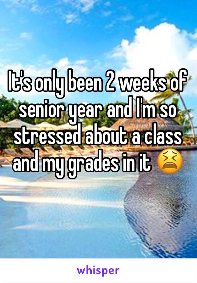 It's only been 2 weeks of senior year and I'm so stressed about a class and my grades in it 😫