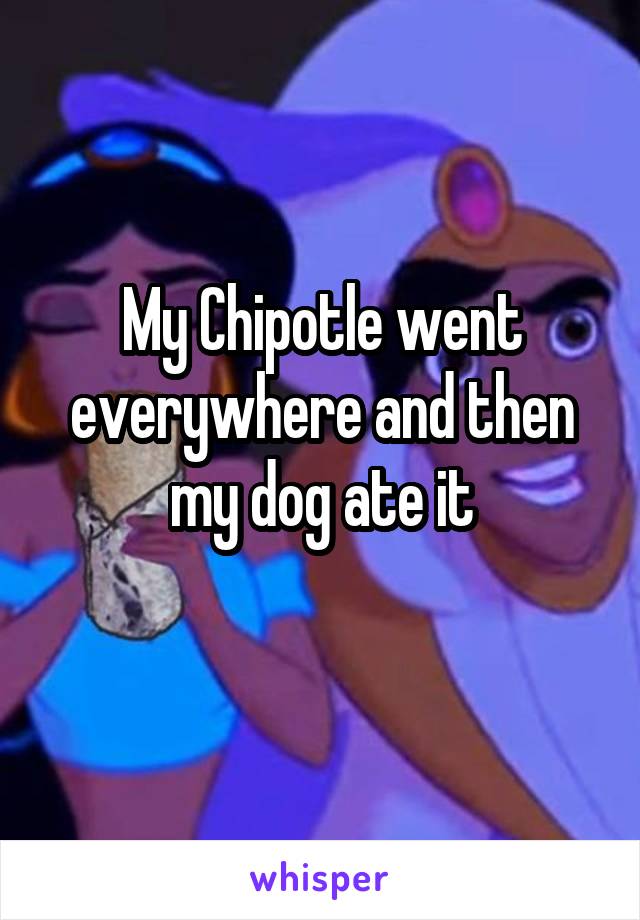 My Chipotle went everywhere and then my dog ate it
