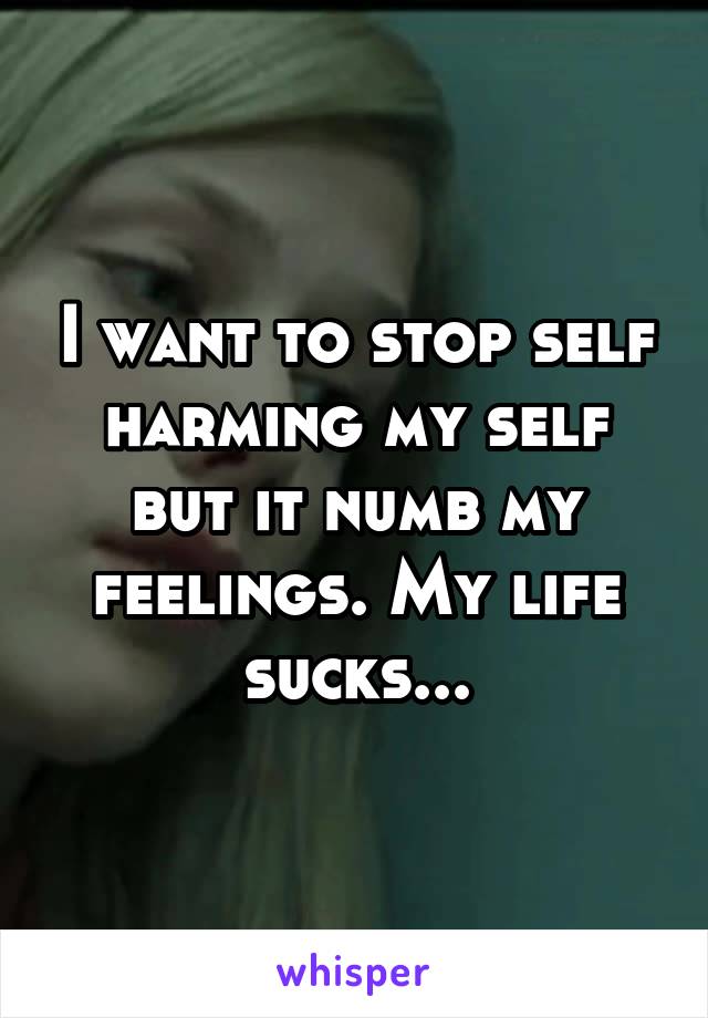 I want to stop self harming my self but it numb my feelings. My life sucks...