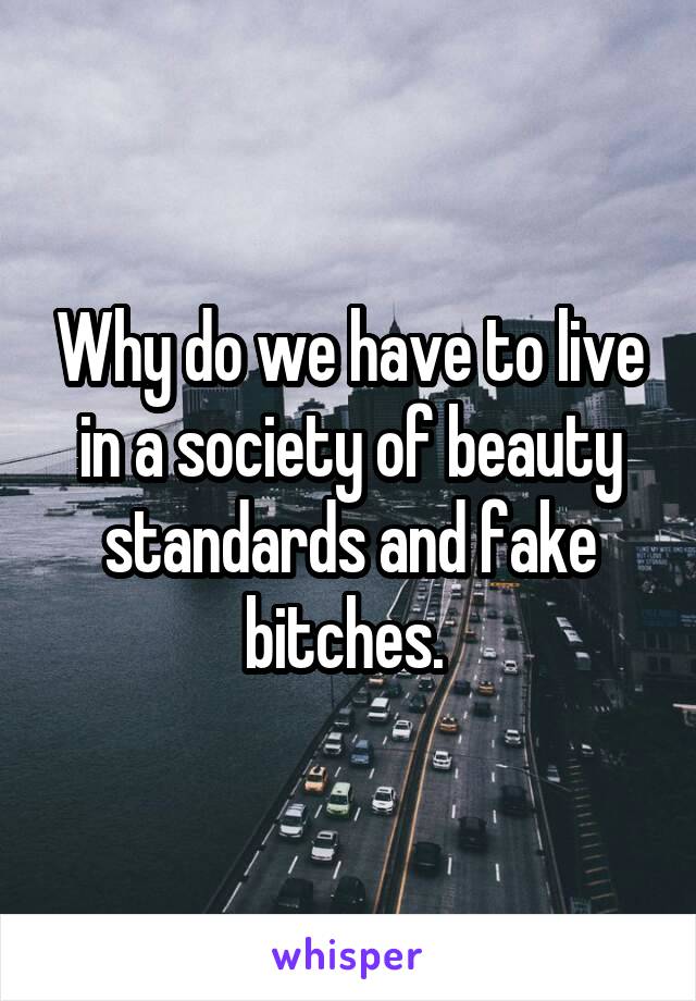 Why do we have to live in a society of beauty standards and fake bitches. 