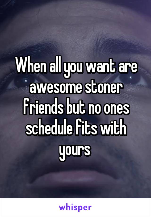 When all you want are awesome stoner friends but no ones schedule fits with yours 