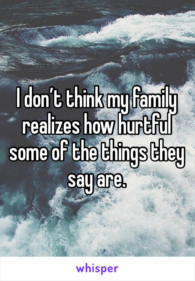 I don’t think my family realizes how hurtful some of the things they say are. 