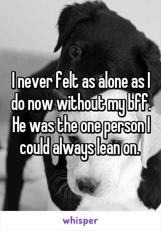 I never felt as alone as I do now without my bff. He was the one person I could always lean on. 