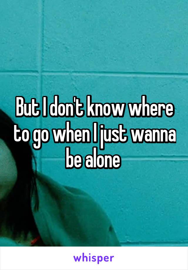 But I don't know where to go when I just wanna be alone 