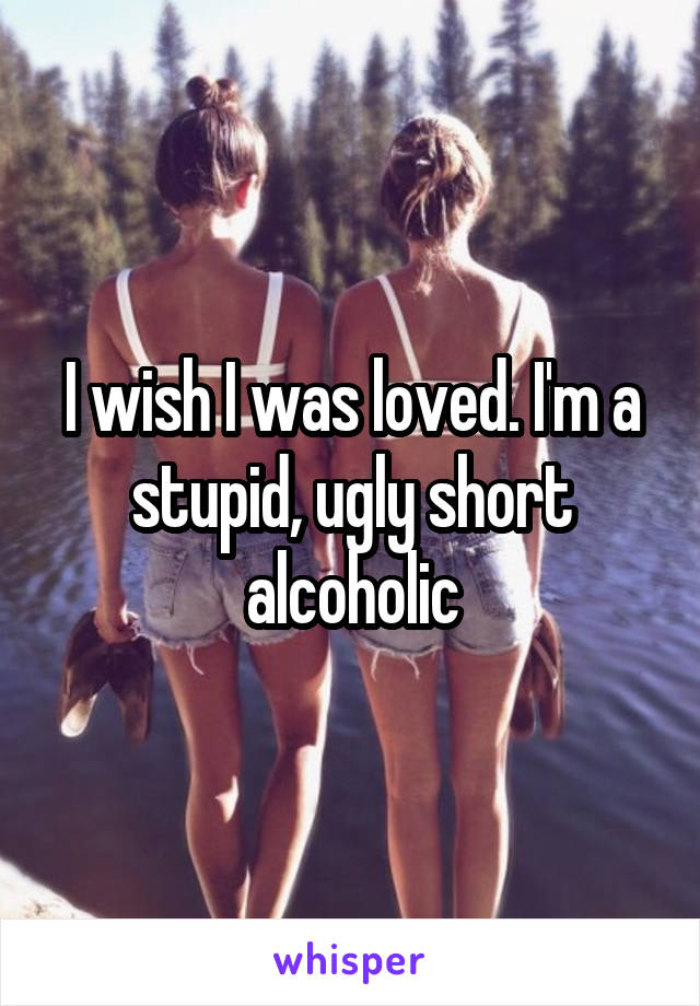 I wish I was loved. I'm a stupid, ugly short alcoholic