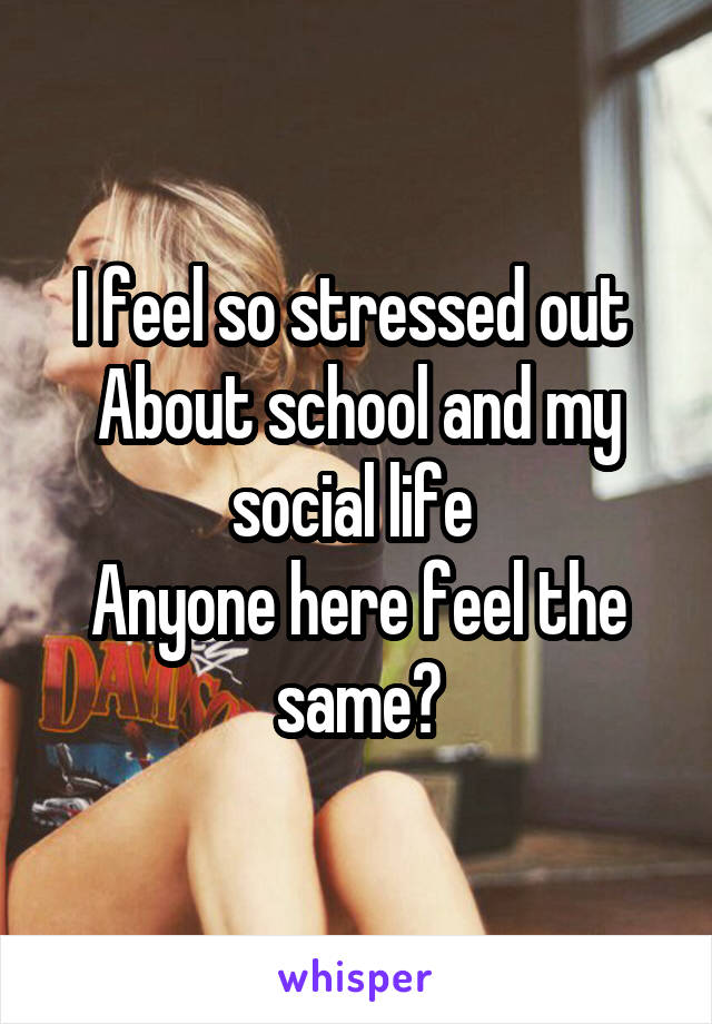 I feel so stressed out 
About school and my social life 
Anyone here feel the same?