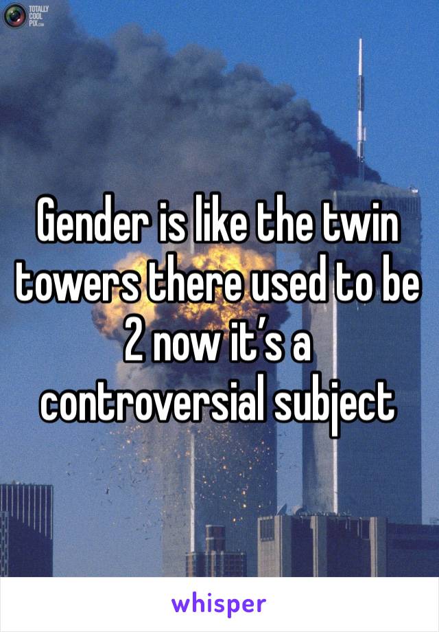 Gender is like the twin towers there used to be 2 now it’s a controversial subject 