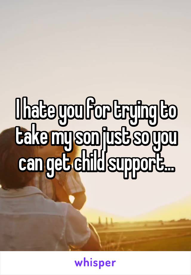 I hate you for trying to take my son just so you can get child support...