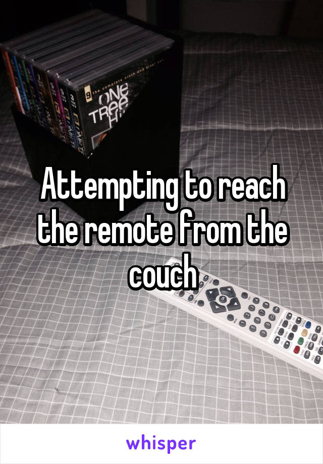 Attempting to reach the remote from the couch