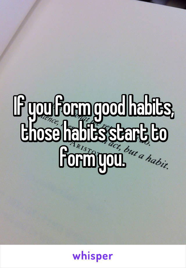 If you form good habits, those habits start to form you. 