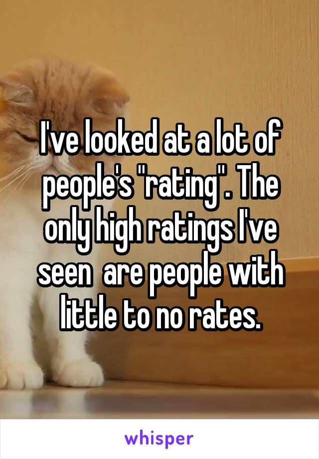 I've looked at a lot of people's "rating". The only high ratings I've seen  are people with little to no rates.