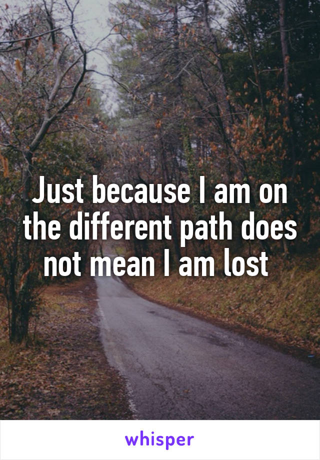 Just because I am on the different path does not mean I am lost 