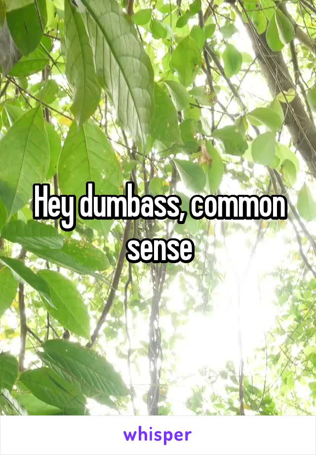 Hey dumbass, common sense