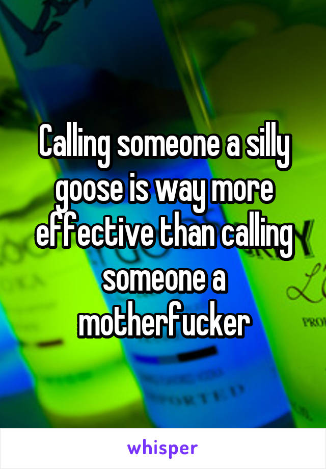 Calling someone a silly goose is way more effective than calling someone a motherfucker