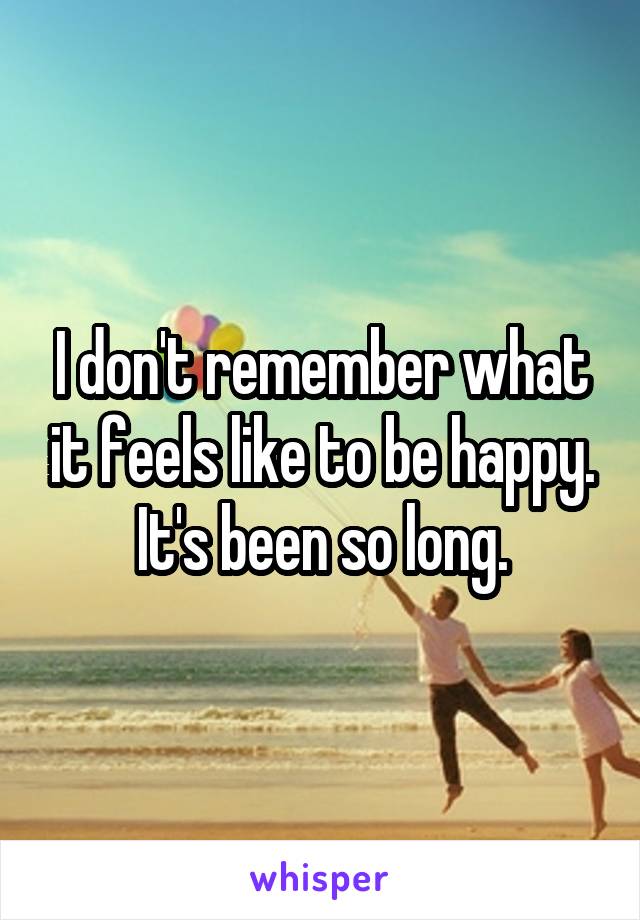 I don't remember what it feels like to be happy. It's been so long.