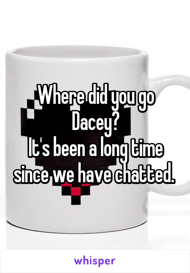 Where did you go Dacey?
It's been a long time since we have chatted. 