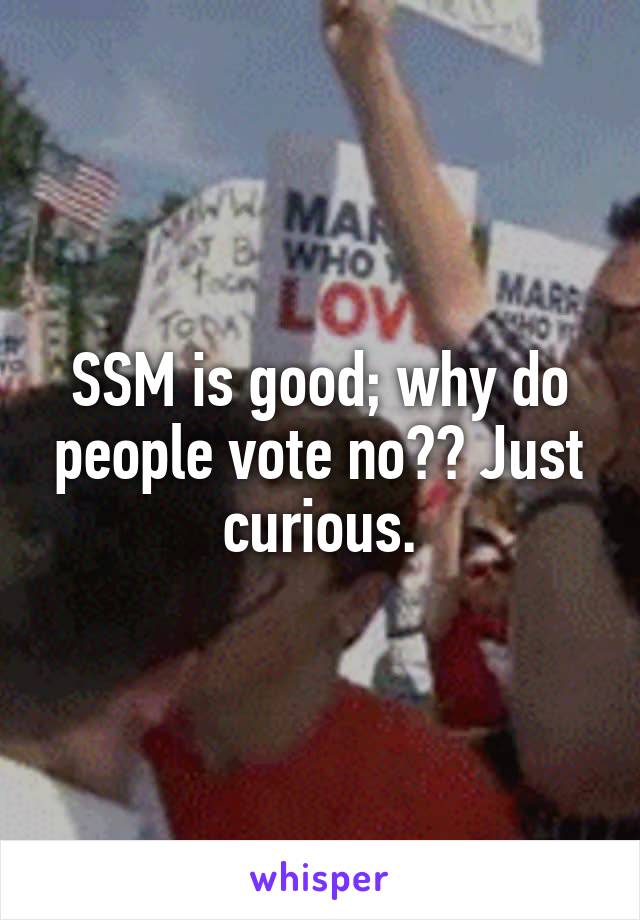 SSM is good; why do people vote no?? Just curious.