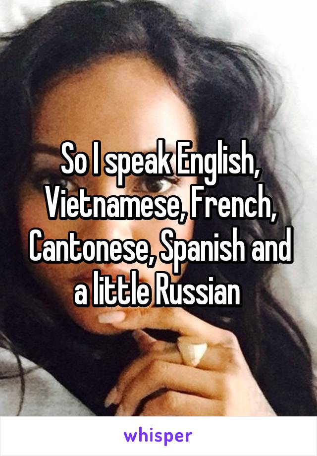 So I speak English, Vietnamese, French, Cantonese, Spanish and a little Russian 