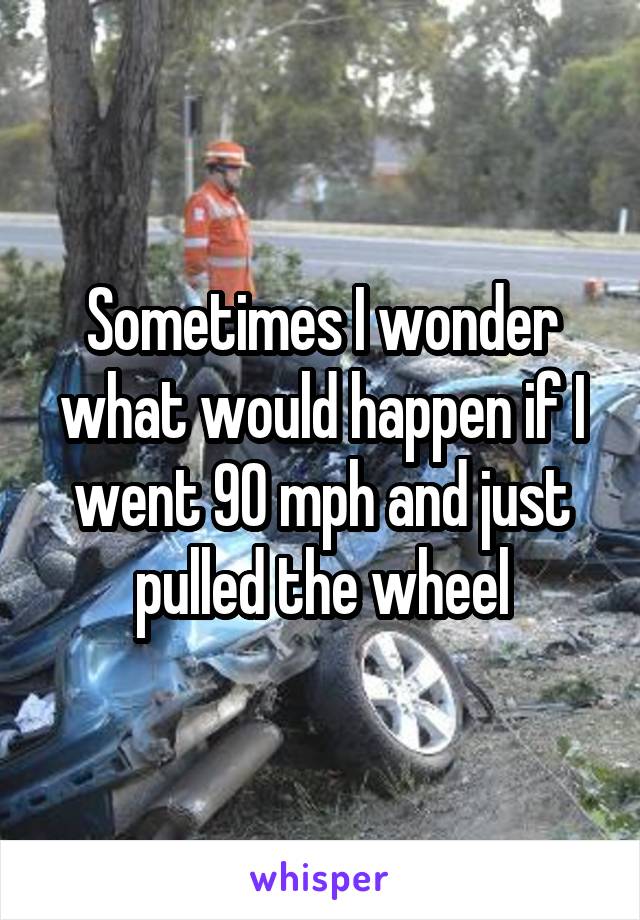 Sometimes I wonder what would happen if I went 90 mph and just pulled the wheel