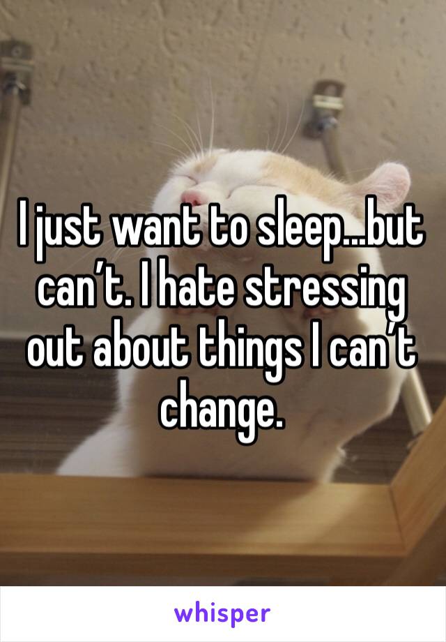 I just want to sleep...but can’t. I hate stressing out about things I can’t change. 