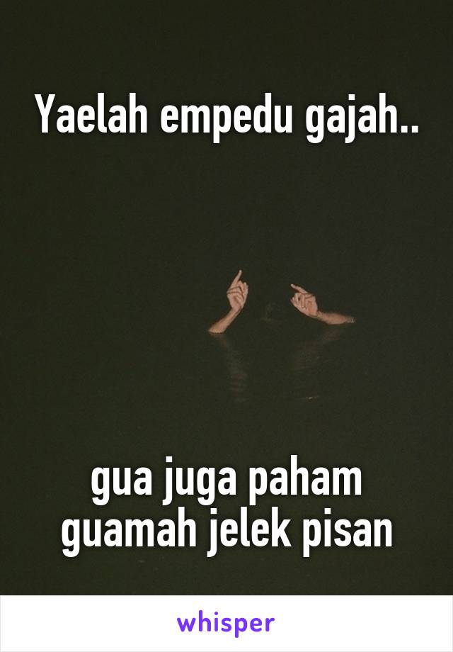 Yaelah empedu gajah.. 





gua juga paham guamah jelek pisan