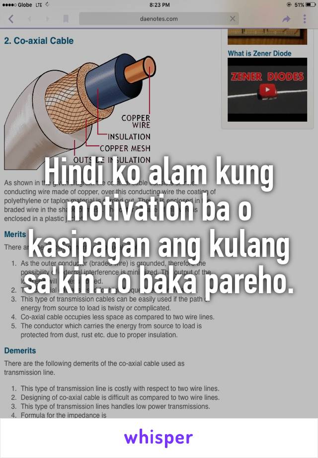 Hindi ko alam kung motivation ba o kasipagan ang kulang sa'kin...o baka pareho.