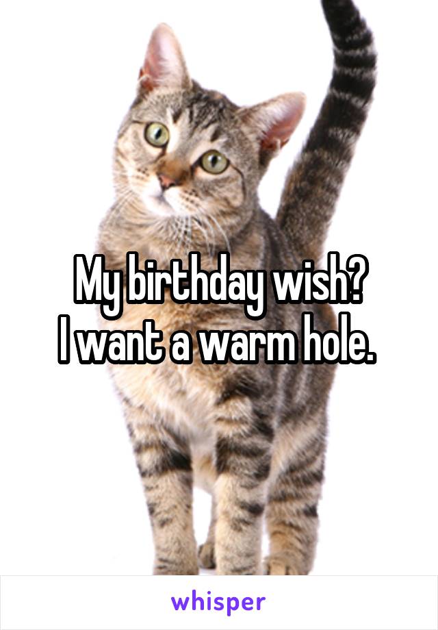 My birthday wish?
I want a warm hole. 