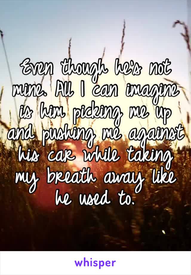 Even though he’s not mine. All I can imagine is him picking me up and pushing me against his car while taking my breath away like he used to. 