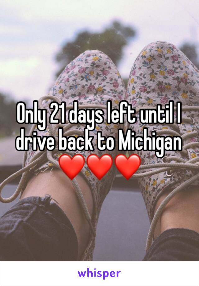 Only 21 days left until I drive back to Michigan ❤️❤️❤️