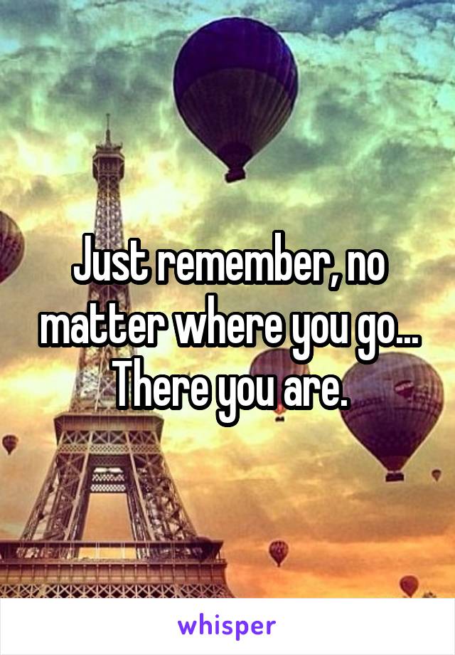 Just remember, no matter where you go... There you are.