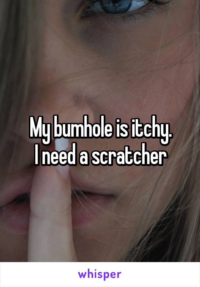 My bumhole is itchy.
I need a scratcher