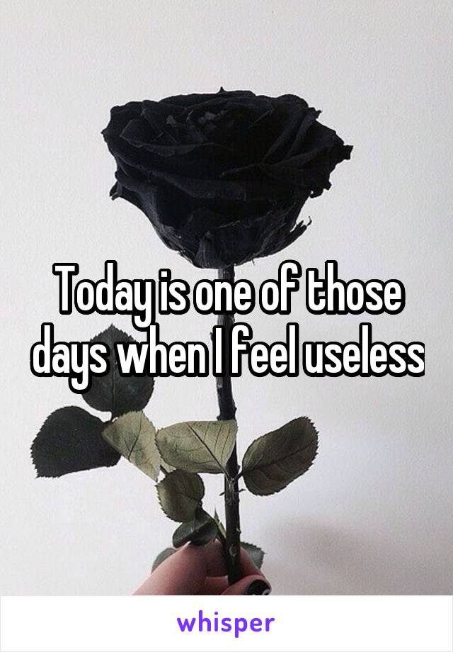 Today is one of those days when I feel useless