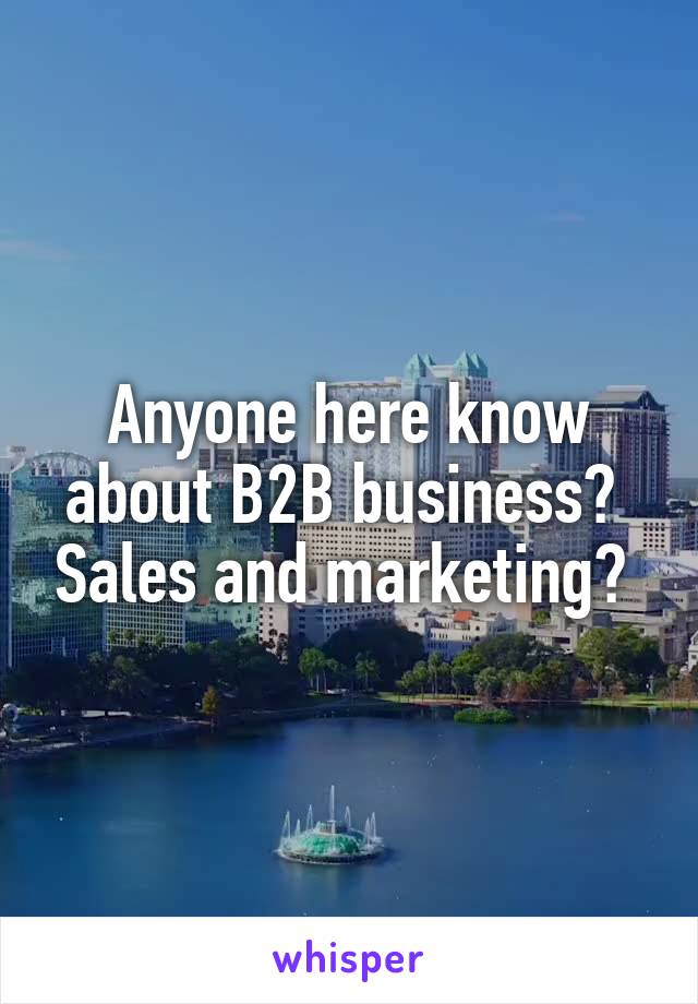 Anyone here know about B2B business?  Sales and marketing? 