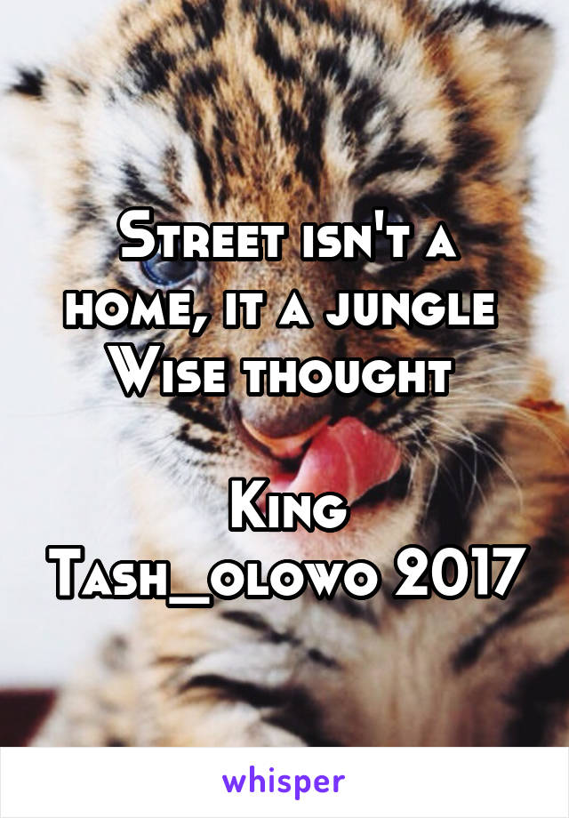 Street isn't a home, it a jungle 
Wise thought 

King Tash_olowo 2017